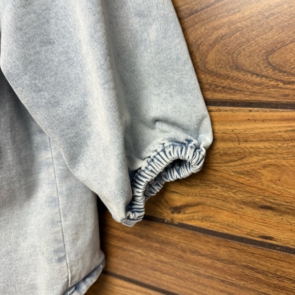 Wishlist apparel size small light blue jean front tie top elastic sleeves - Picture 7 of 8